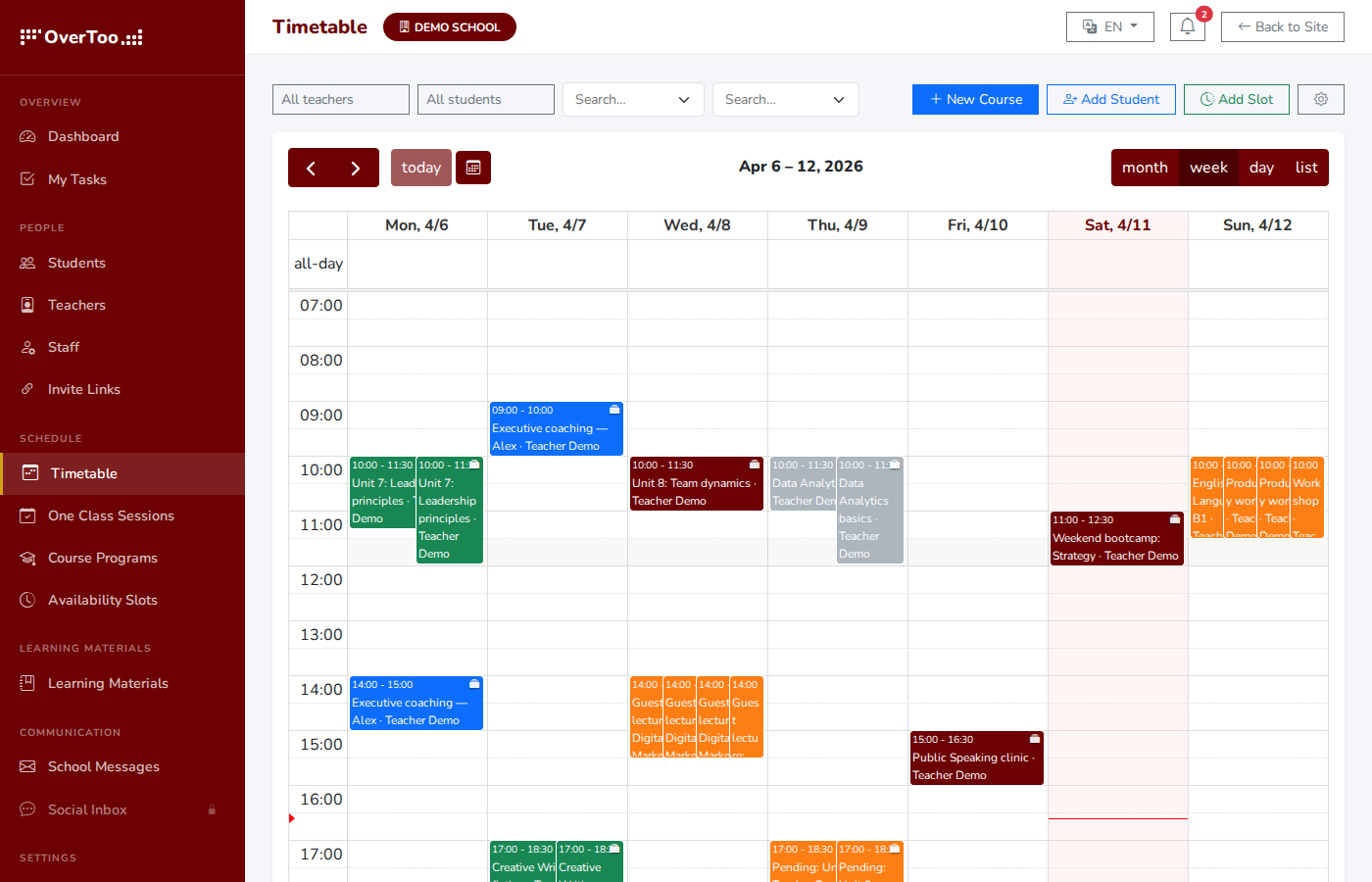 Timetable