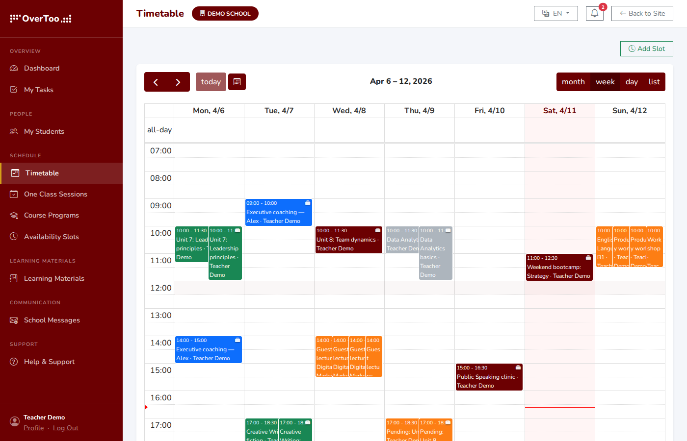 Teacher Timetable